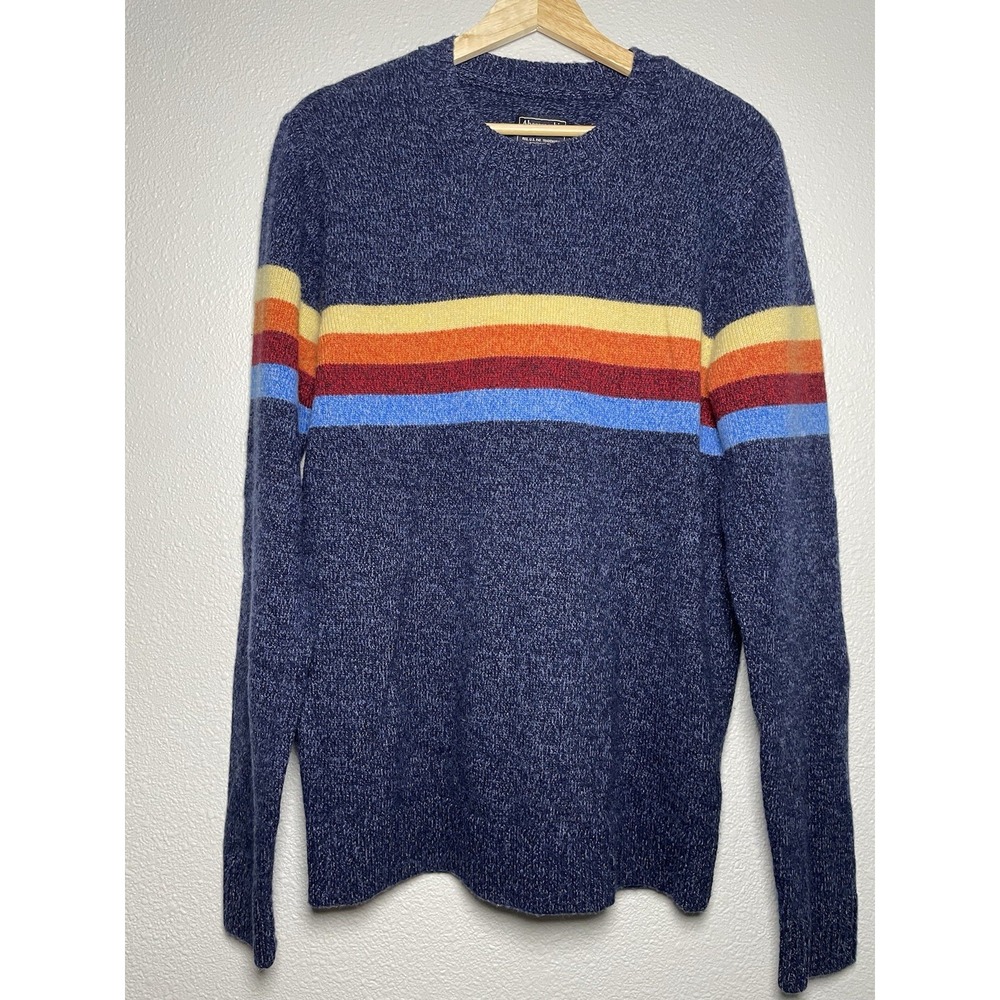 Abercrombie & Fitch Sweater Medium Wool Blend Blue Red Yellow Orange‎ Stripe